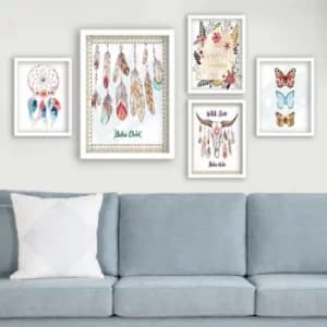 SET_116 Multicolor Decorative Framed Painting (5 Pieces)