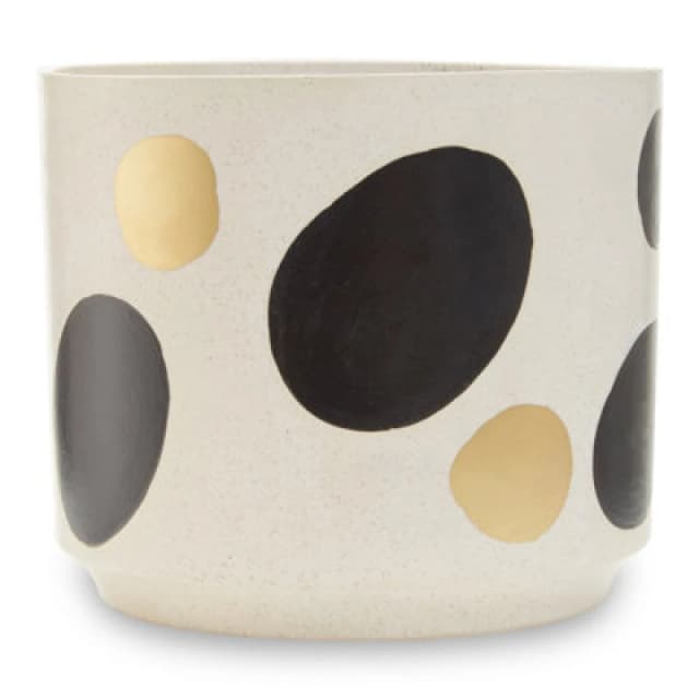 Orsina White & Gold Speckled Ceramic Planter, Modern Large Ceramic Garden Pot For Home Decor, Pots For Plants