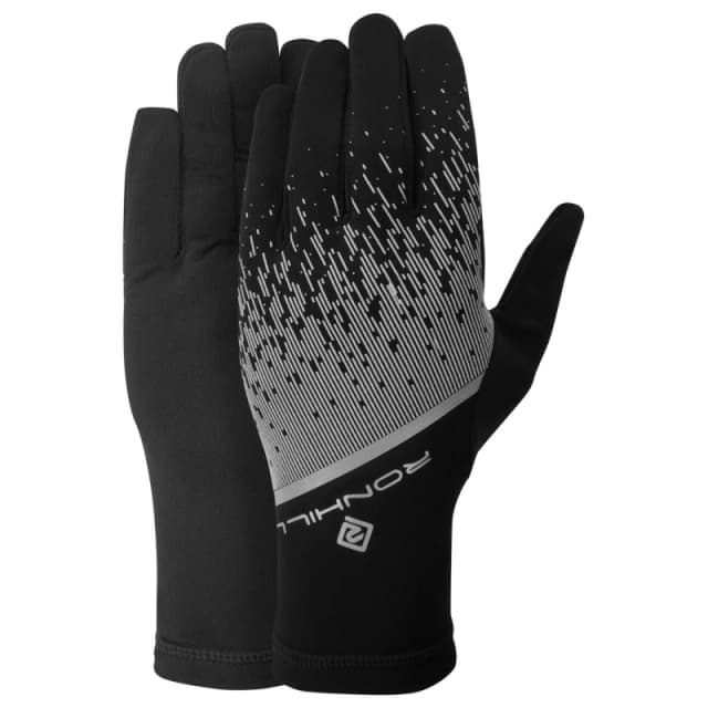 Ronhill Mens Reflective Logo Glove in Black Size: Small Black Male S