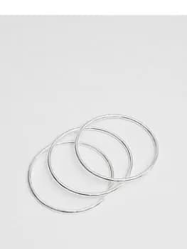 Jon Richard Silver Plated Polished Bangle Bracelets - Pack of 3, Silver, Women
