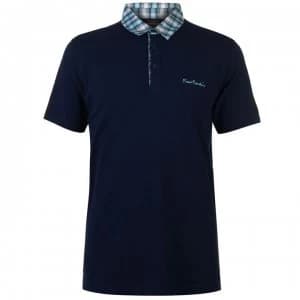 Pierre Cardin Short Sleeve Check Collar Polo Mens - Navy