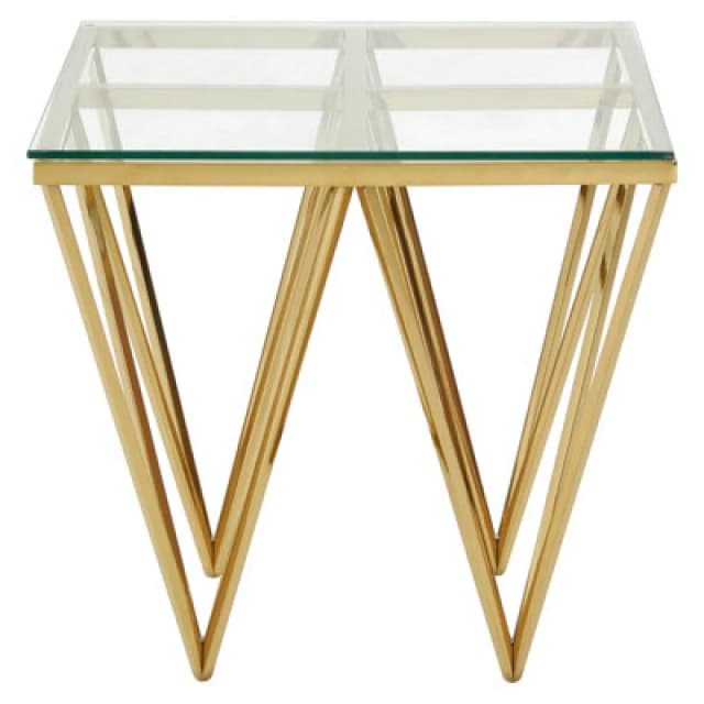 Premier Housewares Sleek Gold Finish Spike Legs End Table, Durable Wide Side Table, Unique Design Livingroom Side Table Gold