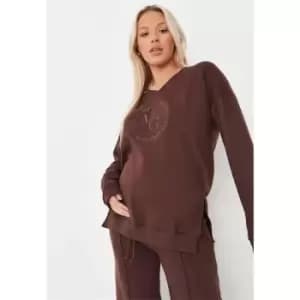 Missguided Maternity Embroidered Sweater - Brown