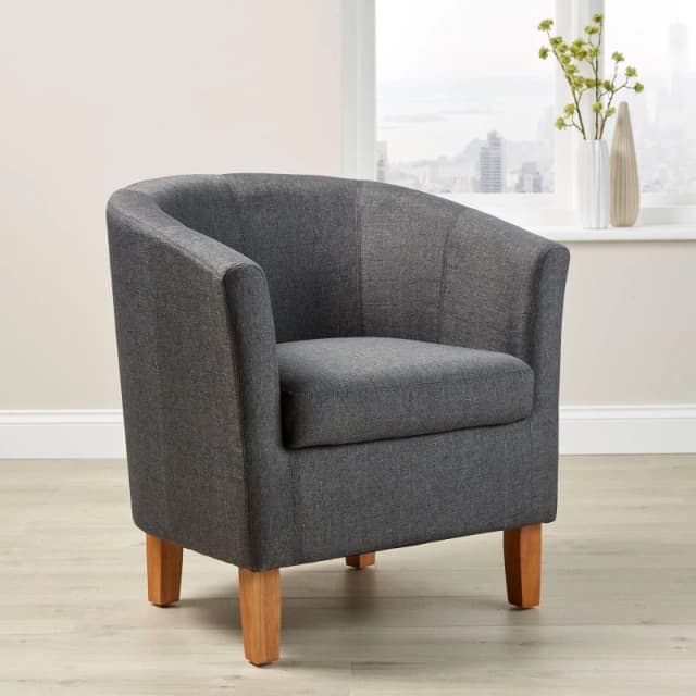 Home Source Bedford Small Padded Occasional Accent Tub Chair Dark Grey