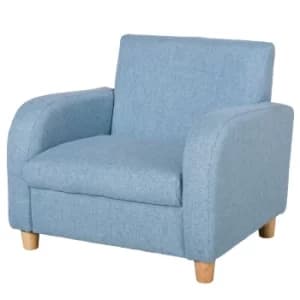 HOMCOM Kids Elevated Linen Upholstered Armchair Blue