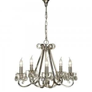 5 Light Multi Arm Ceiling Pendant Chandelier Polished Nickel, E14