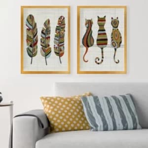 SET_112 Multicolor Decorative Framed Painting (2 Pieces)