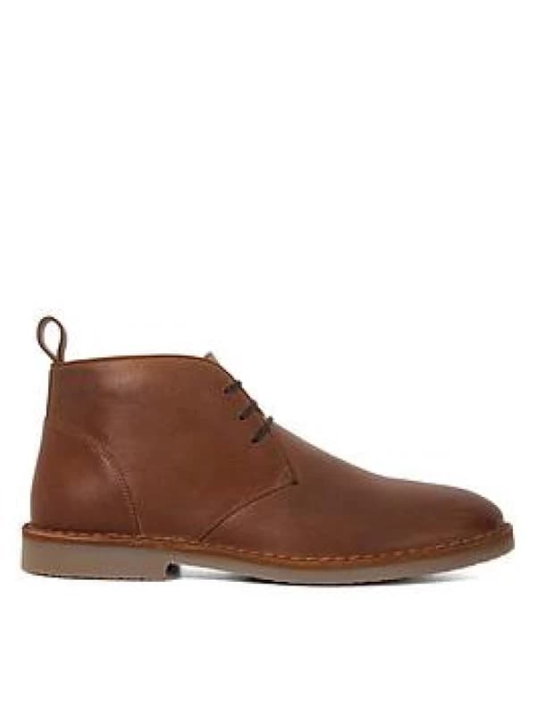 Dune London Dune London Men 'Cashed' Leather Chukka Boots in Brown Size: 12 Brown 12 Male 5059549921586