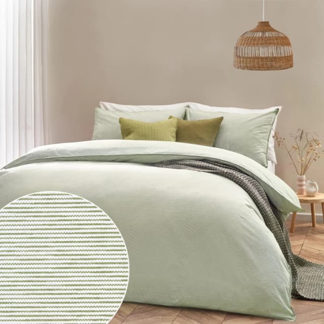 Yard Heaton Stripe Khaki Duvet Cover and Pillowcase Set Khaki (Green)