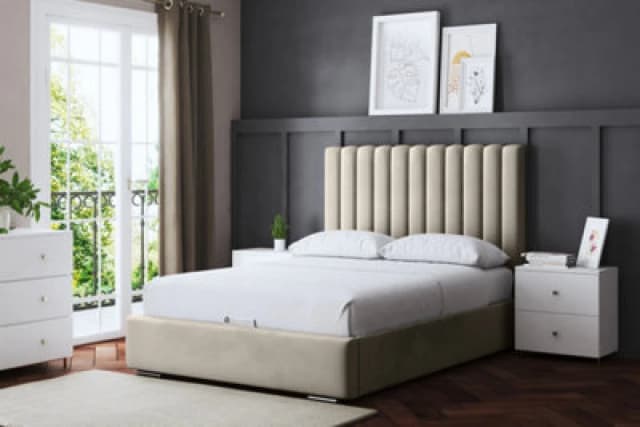 DS LIVING Evangeline Cream Upholstered Panel Bed Double AM_TUBES_DBL_CRE