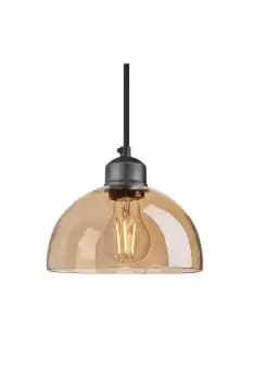 Orlando Tinted Glass Dome Pendant, 8 Inch, Amber, Pewter Holder