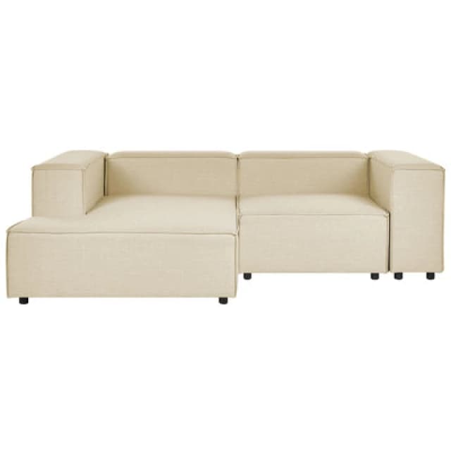 Beliani Modular Corner Sofa 2 Seater Aprica Faux Linen Beige Right Hand