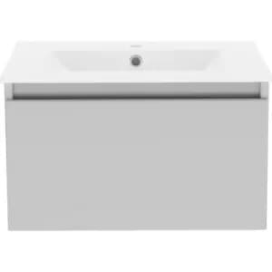 Atlanta Single Drawer Wall Hung Basin Unit With Basin Pearl 600mm in Grey MFC