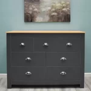 Westbury Traditional 7 Drawer Merchant Chest - Dark Grey & Light Oak - Dark Grey