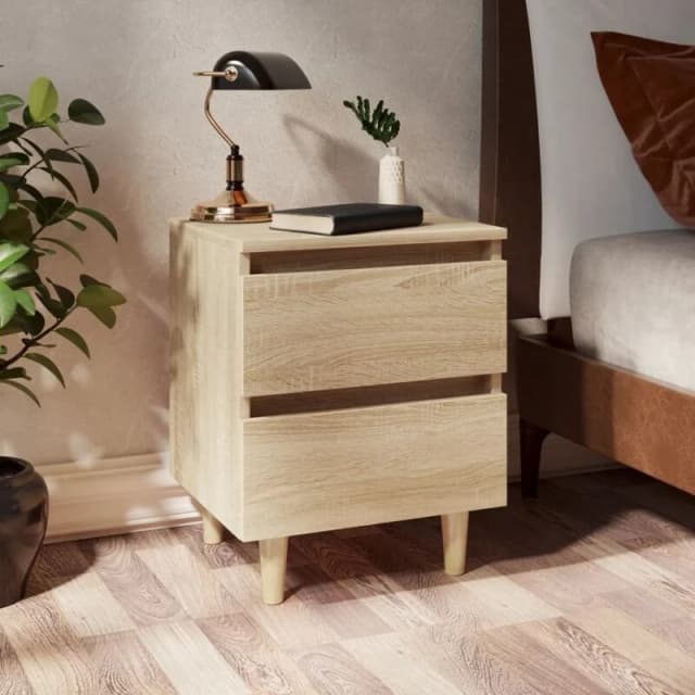 VIDAXL Bed Cabinet with Solid Pinewood Legs Sonoma Oak 40x35x50cm Vidaxl 8720286356661
