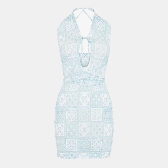 Off White Womens - Long Contemporary Maxi Dress Blue/White female 4 (3XS)