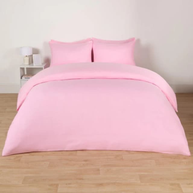 OHS OHS Plain Dyed Duvet Cover with Pillowcase Bedding Set in Pink Size: Single Pink Single Unisex 5027434187881
