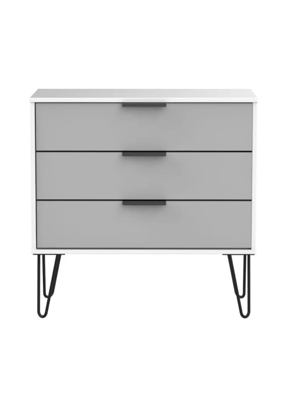 Osaka 3 Drawer Chest Of Drawers In Grey & White (Ready Assembled)