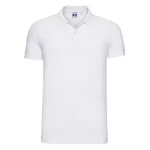 Russell Mens Stretch Short Sleeve Polo Shirt (XL) (White)