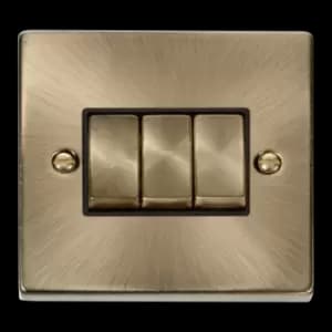 Click Scolmore Deco Ingot 3 Gang 10AX 2 Way Plate Switch - VPAB413BK