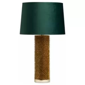 Antique Gold Acantho Table Lamp With Emerald Velvet Shade