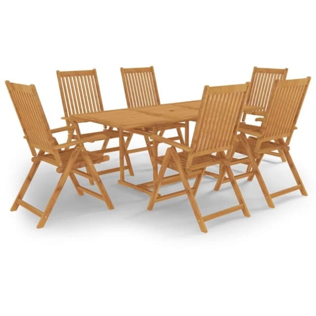 VIDAXL 7 Piece Garden Dining Set Solid Teak Wood Vidaxl 8720286227015
