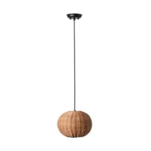 Faro Lighting - Faro Haka Black, Rattan Globe Pendant Lamp 25cm 2700K