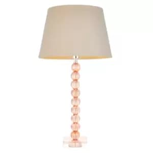 Adelie & Cici Base & Shade Table Lamp Blush Crystal Glass & Grey Fabric