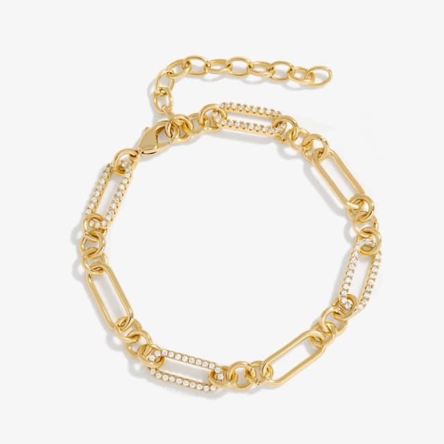 Inicio Gold Plated Cubic Zirconia And Polished Chain Brac Jewellery Sets One Size Gold 70544910000