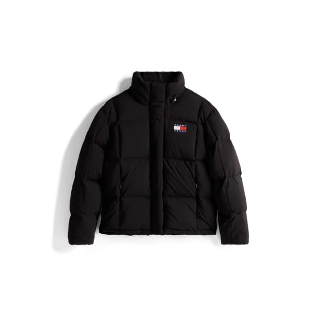 Tommy Jeans Womens Alaska Water Resistant Long Sleeve Short Puffer Jacket Black female 8 (XS)