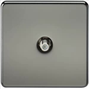 KnightsBridge SAT TV Outlet 1G Screwless Black Nickel Non-Isolated Wall Plate