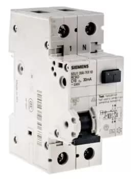 Siemens RCBO - 1+N, 30mA Trip Sensitivity, 5SU1 Series