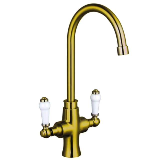 Balterley Traditional Dual Handle Kitchen Mixer Tap, Brushed Gold Gold Unisex