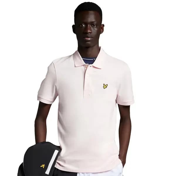 Lyle & Scott Mens Plain Organic Cotton Polo Shirt XL - Chest 42-44' (106-111cm) Light Pink LYL113-W488-XL
