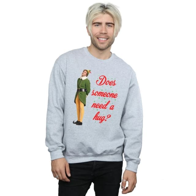 Elf Elf Men Hug Buddy Sweatshirt in Grey Size: Small Grey S Male 5057736084373