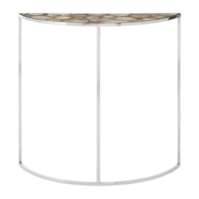 Premier Housewares Vita Half Moon Console Table With White Agate Top