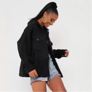 I Saw It First Basic Jersey Shacket - Black