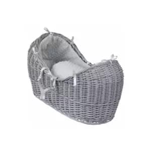 Dimple Grey Noah Pod Wicker Moses Basket, Grey - Clair De Lune