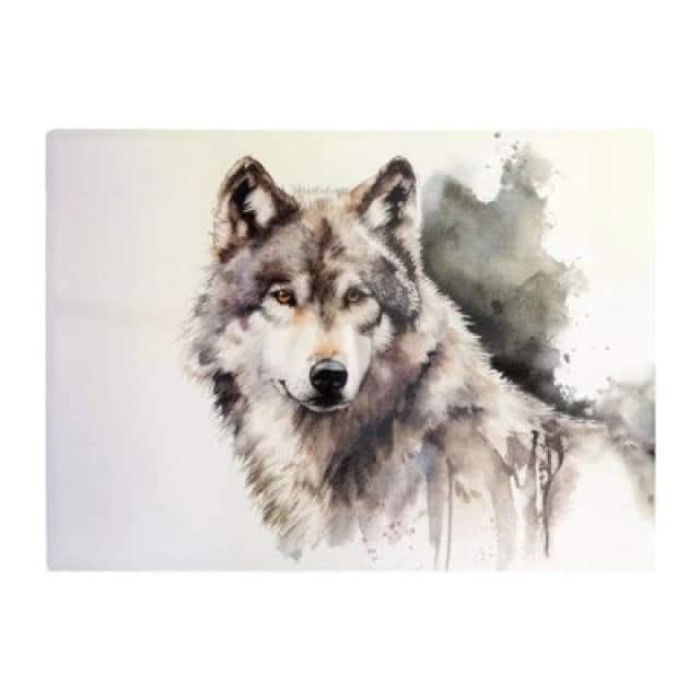 Warren Reed Designer Loyal Wolf Watercolour Glass Chopping Board