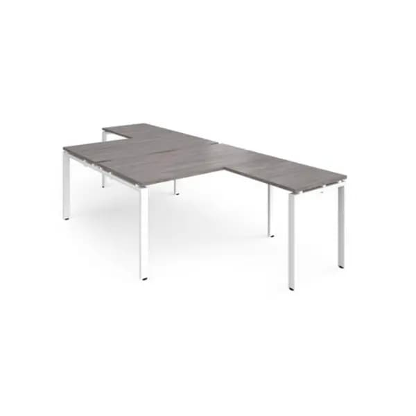 Adapt Adapt back to back desks 1400mm x 1600mm with 800mm return desks - white frame, grey oak top ER14168-WH-GO