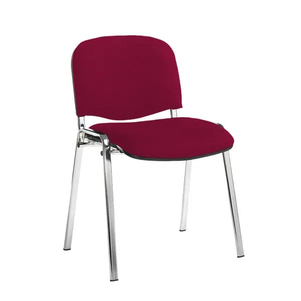 Taurus Padded Stackable Waiting Room Chair - Chrome - No Arms - Diablo Pink