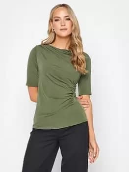 Long Tall Sally Khaki Draped Ls Top, Green, Size 10, Women