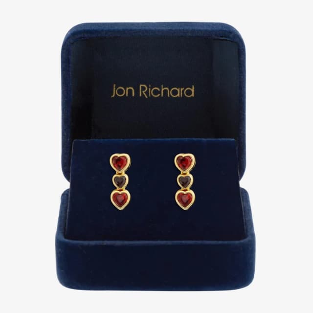 Jon Richard Gold Plated Cubic Zirconia Red Heart Earrings Stud Earrings One Size Gold 71768910000
