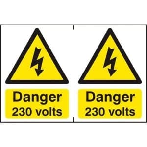 ASEC Danger 230 Volts 200mm x 300mm PVC Self Adhesive Sign