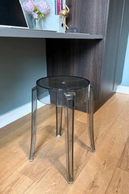 Fusion Living Ghost Style Low Stool - 46.5cm in Grey Grey Unisex