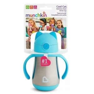 Munchkin Cool Cat Stainless Steel Straw Cup Sky 237ml (8oz)
