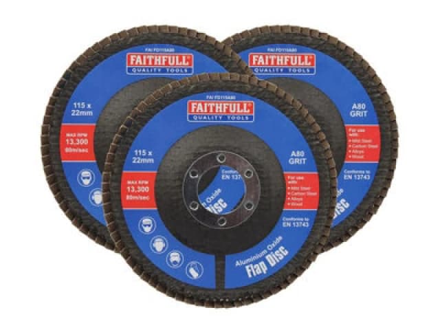 Faithfull Aluminium Oxide Abrasive Flap Disc FAIFD11580A3 Diameter: 115mm
