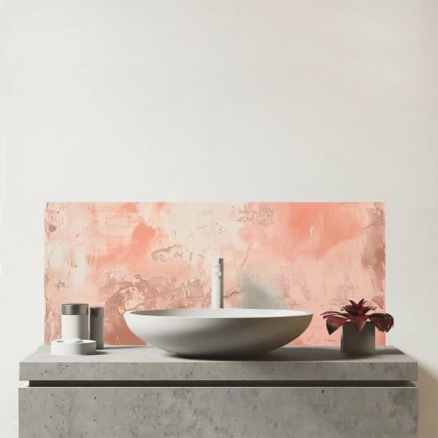 Warren Reed - Designer Hapless Pink Grunge Effect Glass Bathroom Splashback in White White Unisex