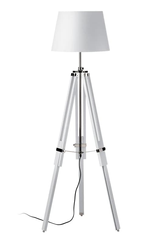 Premier Housewares Jasper White Wood Floor Lamp with EU Plug White