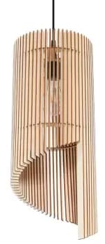 Alexia Wire Frame Pendant Light Natural Wood E27